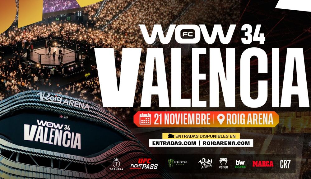 Cartel promocional de WOW 34, la velada que WOW FC celebrará en el Roig Arena el 21 de noviembre. / Roig Arena Cartel promocional de WOW 34, la velada que WOW FC celebrará en el Roig Arena el 21 de noviembre. / Roig Arena