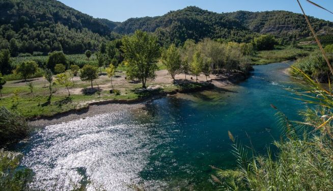 La isla de l’Esgoletja, área recreativa junto al río Júcar en Sumacàrcer.