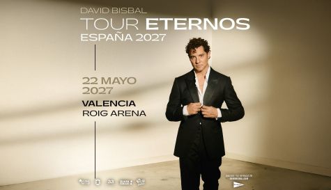 Cartel del concierto de David Bisbal en el Roig Arena, donde arrancará su gira española “Eternos” el 22 de mayo de 2027.