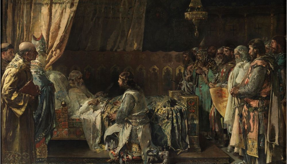 ‘Últimos momentos del rey Jaume el Conquistador, en el acto de entrega de su espada a su hijo don Pedro’, de Ignacio Pinazo. / Generalitat Valenciana ‘Últimos momentos del rey Jaume el Conquistador, en el acto de entrega de su espada a su hijo don Pedro’, de Ignacio Pinazo. / Generalitat Valenciana